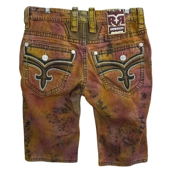 NWT Rock Revival Brayen Tie Dye Denim Shorts Mens Size 31 - Picture 6 of 7